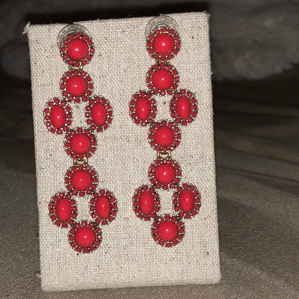 Stella + Dot coral drop earrings (adjustable size)